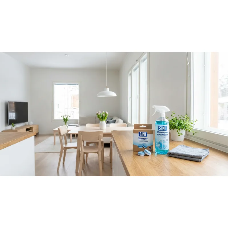 SINI Sini fönsterputs sprayflaska och 2 tabs, startset — Miljöbild