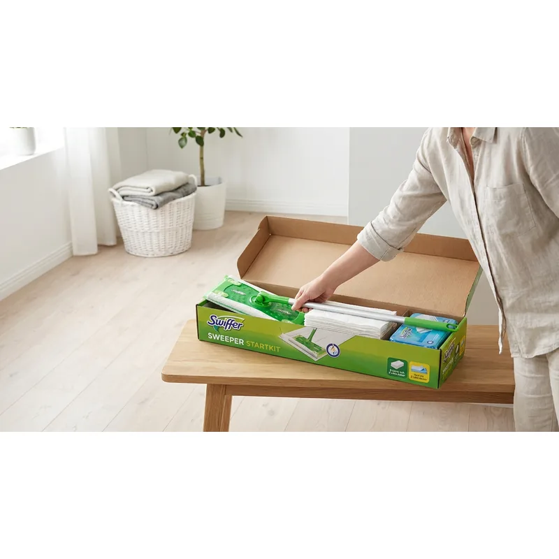 SWIFFER Swiffer Sweeper Startkit med mopp, 8 torra och 3 våta dukar — Miljöbild