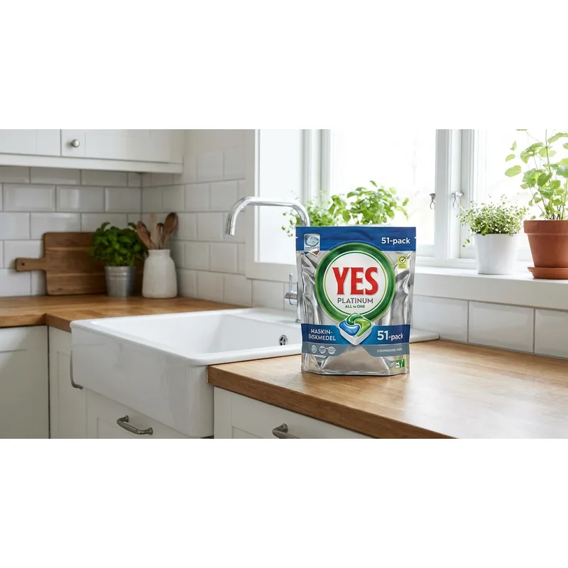 YES Yes Platinum All In One maskindiskmedel, 51-pack — Miljöbild