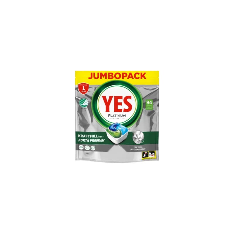 YES Yes Platinum All In One maskindiskmedel, 94-pack