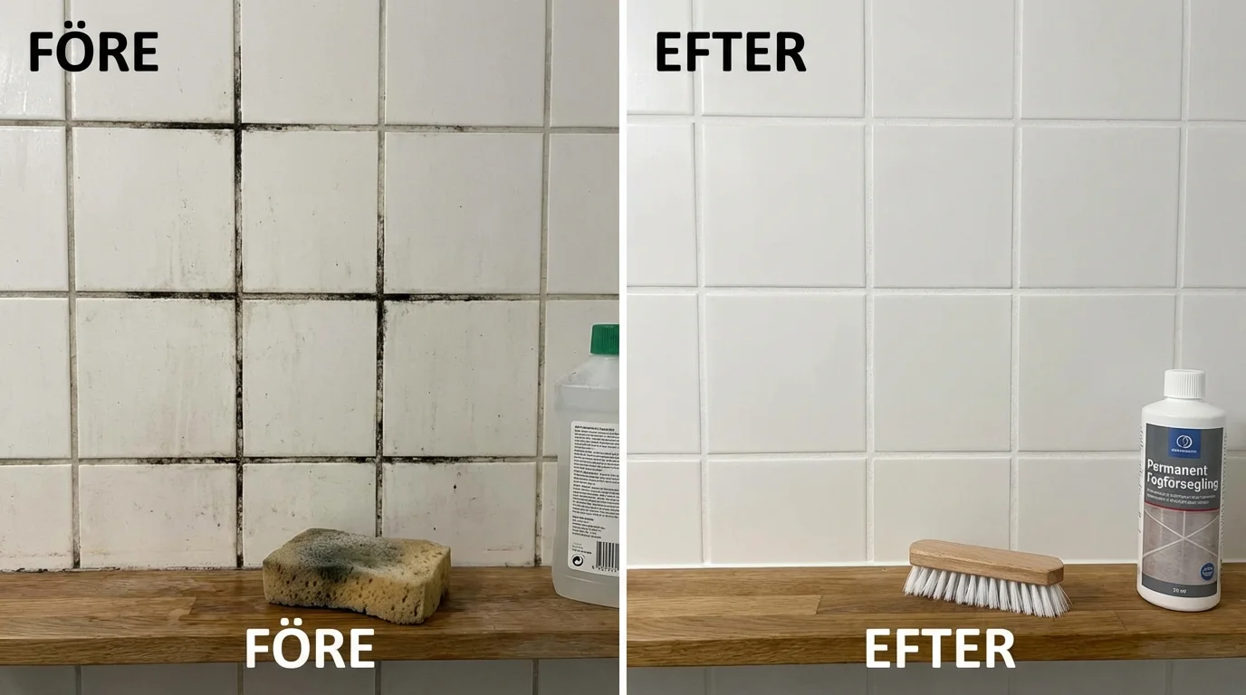 Före och efter — Mögel i fogar permanent lösning — så stoppar du problemet för gott