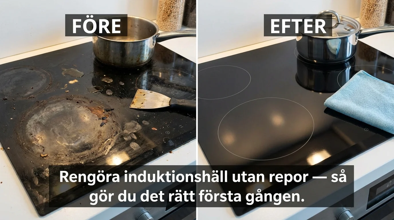 Före och efter — Rengöra induktionshäll utan repor — så gör du det rätt första gången