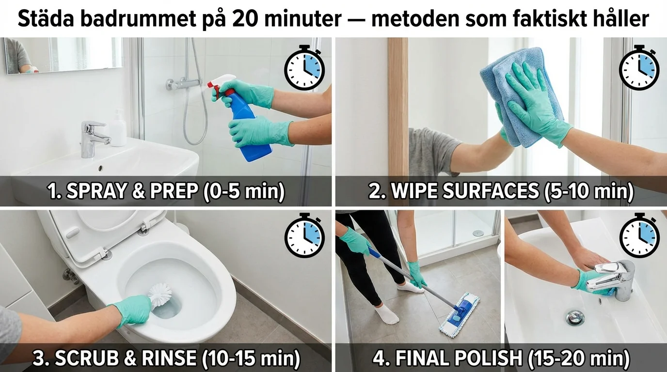 Steg-för-steg — Städa badrummet på 20 minuter — metoden som faktiskt håller